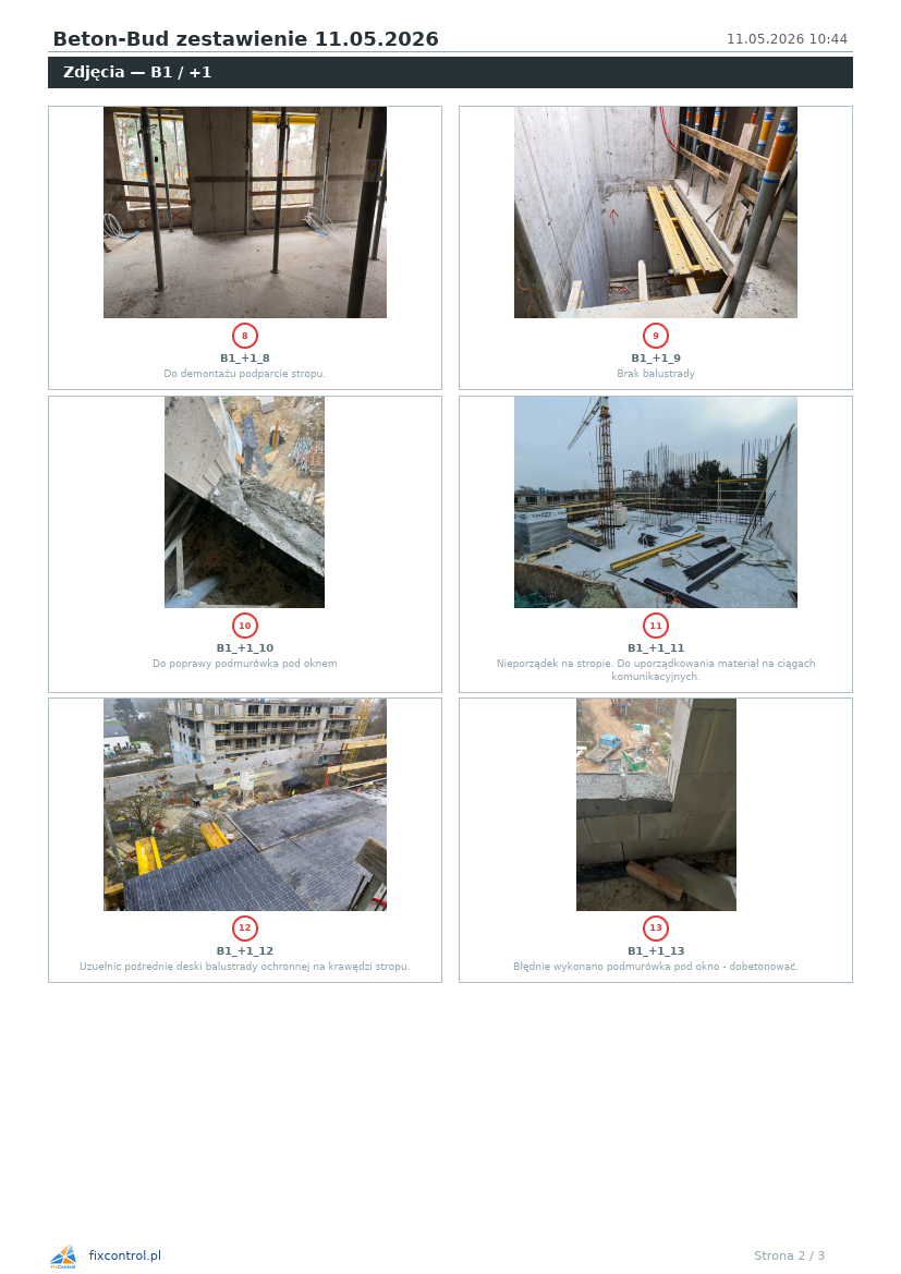 Raport PDF — rzut z oznaczeniami