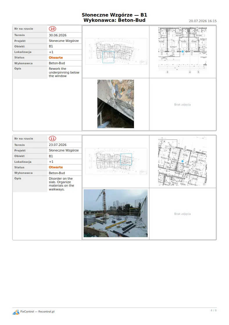 PDF report — annotated floor plan